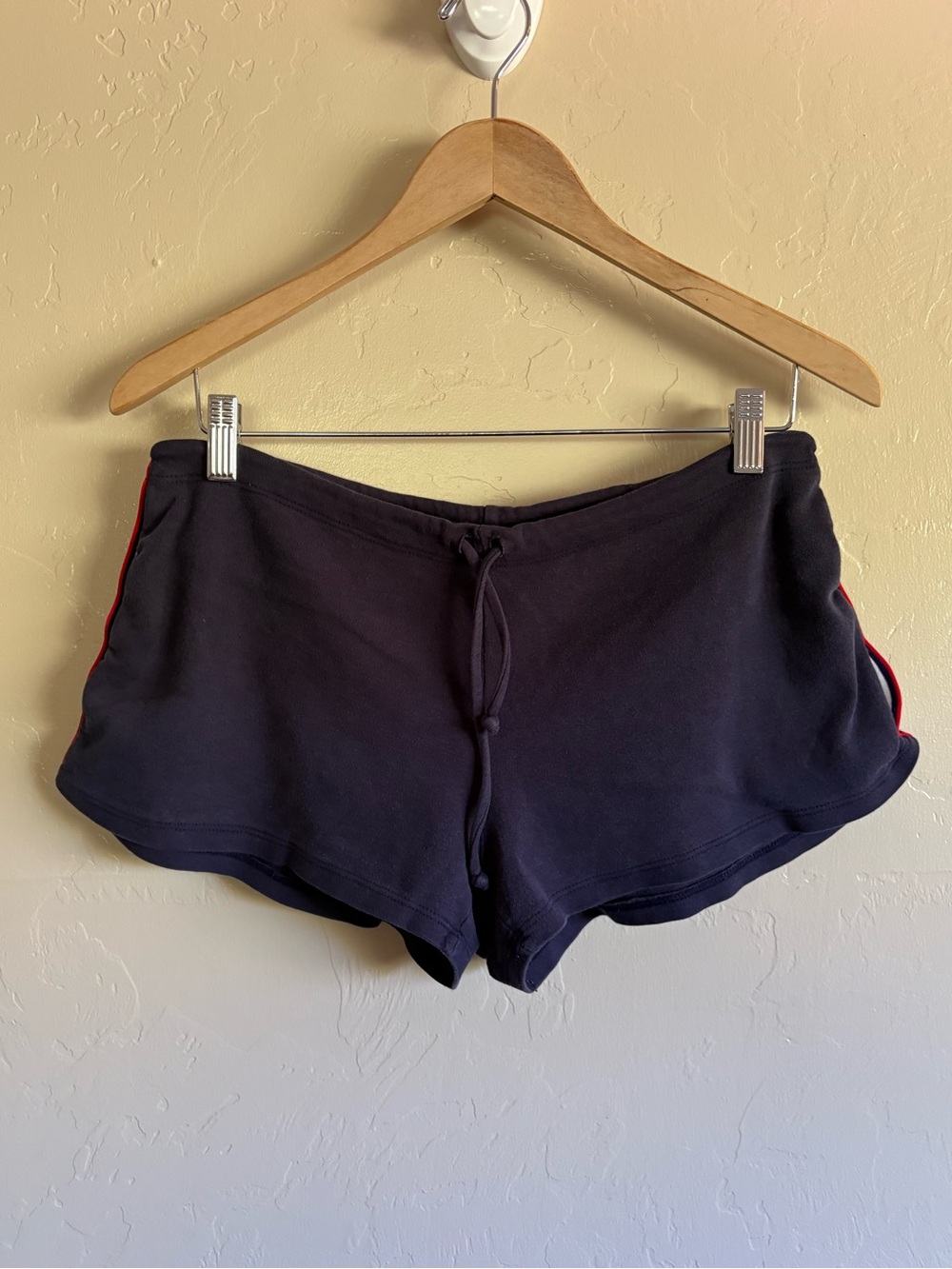 Vintage Forever 21 Mid Rise Cotton Casual Loungewear Navy Side Stripe Shorts